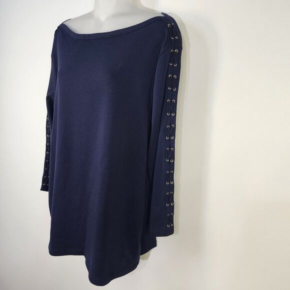 Carmen Marc Valvo Top Women XL Boatneck Pullover Stretch 3/4 Sleeve Braided Knit - Picture 5 of 8